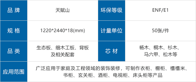 先天山生态板参数
